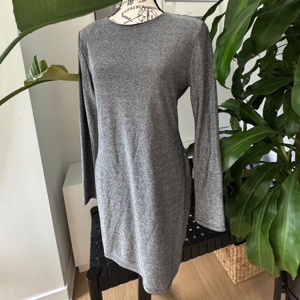 Bar III Metallic Long Sleeve Cocktail Dress